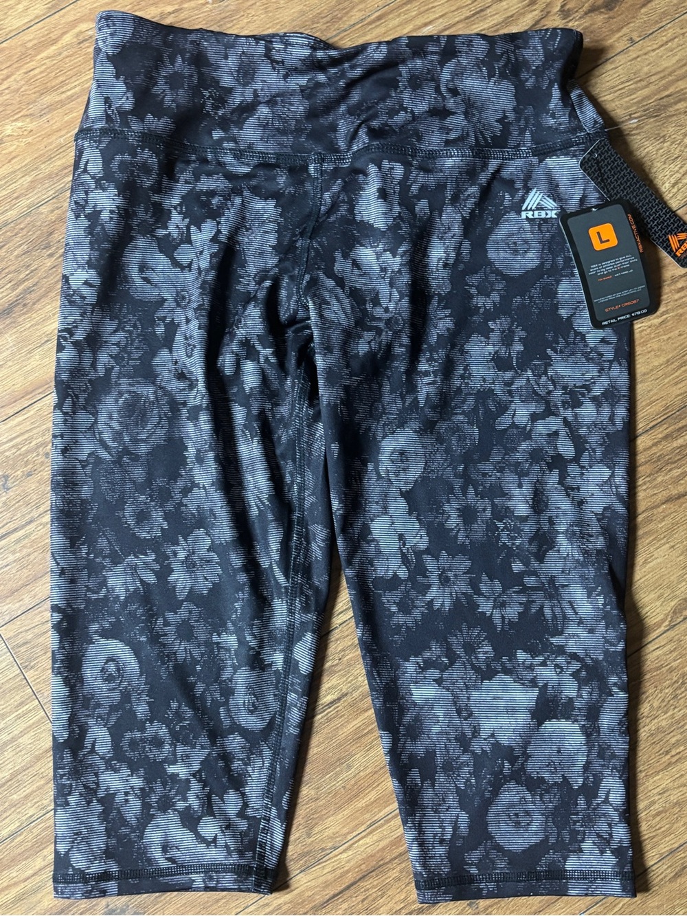 RBX Black & Gray Floral Capri Leggings - Women's